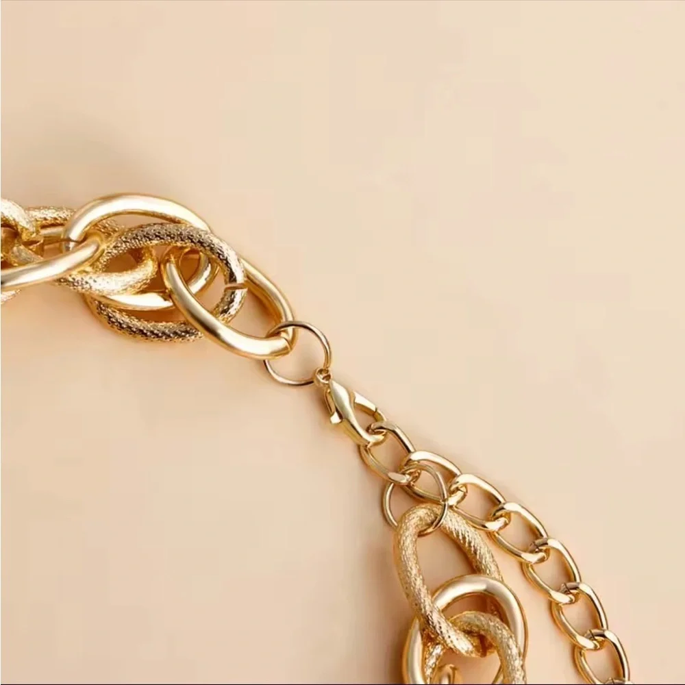 New! Chunky 2 tone Gold Chain bracket adjustable